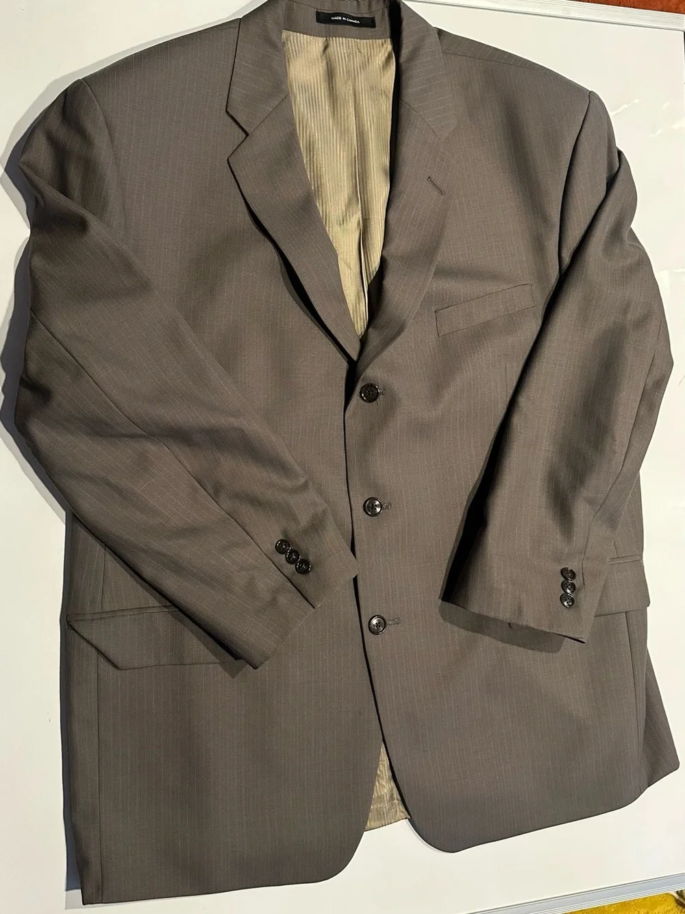 Calvin Klein Men’s Wool Sport Coat Jacket Blazer Sz 46R Solid Beige Tan Khaki
